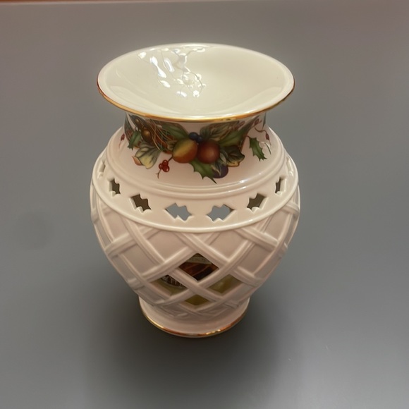 Vintage Lenox Tartan Christmas Design Porcelain Candle Wax Melter Beautiful NEW - Picture 4 of 10